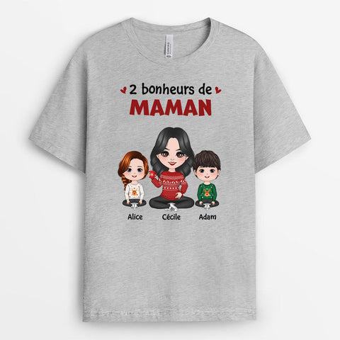 Idée cadeau original pour femme T-shirt Les Bonheurs De Maman Mamie Personnalisé