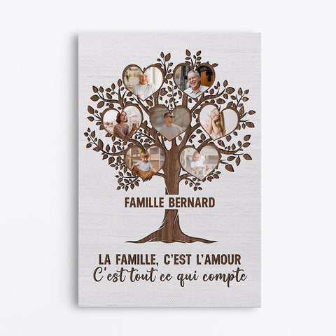 Idée cadeau original pour femme Toile La Famille L'Amour L'Arbre Cœurs Personnalisée