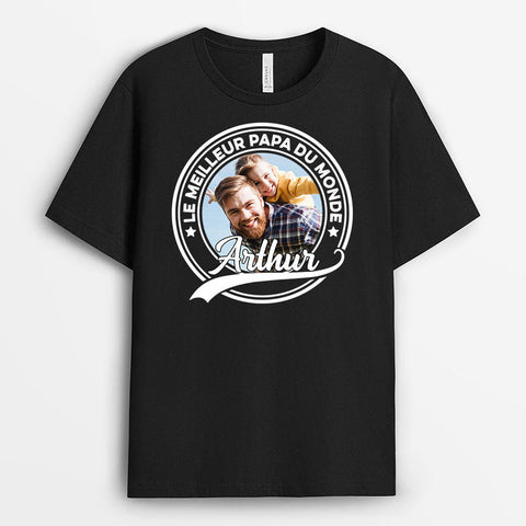 T-Shirt Le Meilleur Papa Papi Personnalisé - idée cadeau photo pour anniversaire