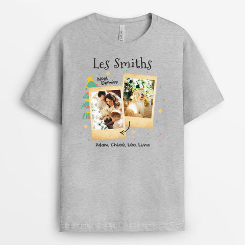 Idée cadeau photo pour famille avec T-Shirt Famille Version Noel Avec Photo Personnalisé