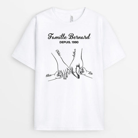 Choisir T-shirt Famille Mains Personnalisé comme idée cadeau famille 4 personnes