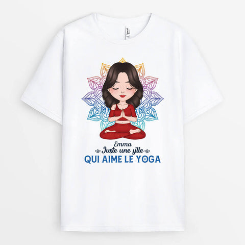 Idée cadeau nounou T-shirt Juste Une Femme, Qui Aime Le Yoga Personnalisé