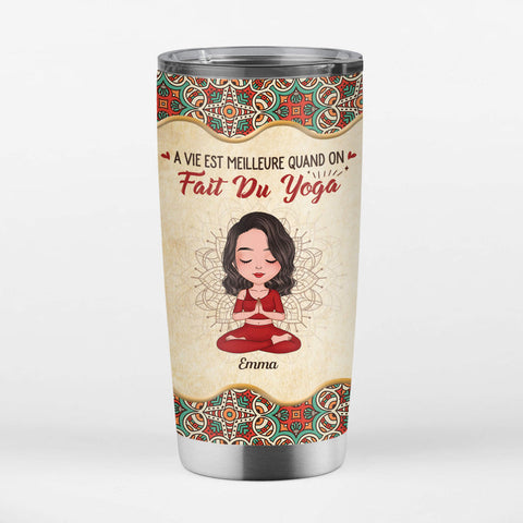 Idée cadeau pour la nounou Mug Thermos La Vie Est Meilleure Avec Le Yoga Personnalisé