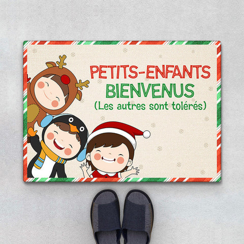 idée de cadeau pour nounou Paillasson Petits-Enfants Bienvenus Personnalisé