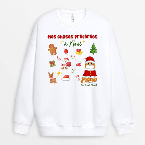idée cadeau pour une nounou Sweatshirt Mes Choses Préférées à Noël Surtout Mimi Personnalisé