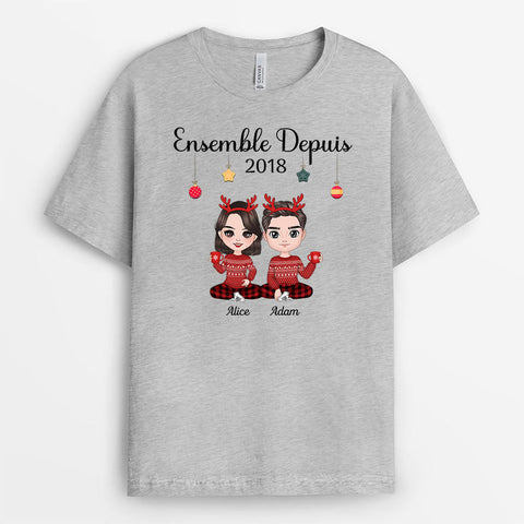 Idée cadeau parents qui ont tout T-shirt Noël Couple Ensemble Depuis Personnalisé