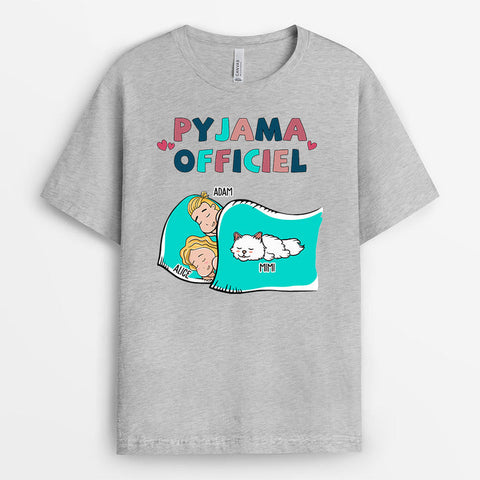 Idée cadeau pour parents qui ont tout T-shirt Pyjama Officiel Chat Pour Couple Personnalisé