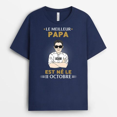 idée cadeau parrain original T-shirt Le Meilleur Papa Est Né Personnalisé