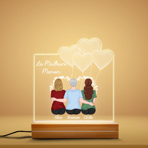 Cadeau pour parrain marraine Veilleuse LED 3D La Meilleure Maman Mamie Personnalisée