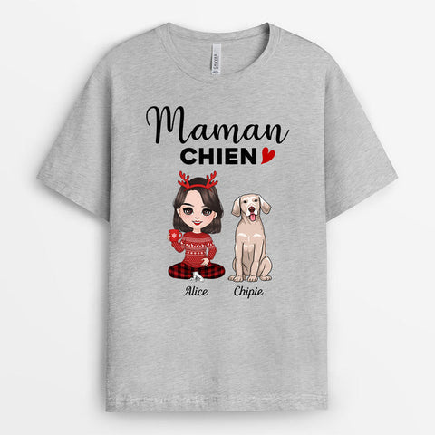 Idée cadeau tata T-shirt Noël Maman Chien Simple Personnalisé