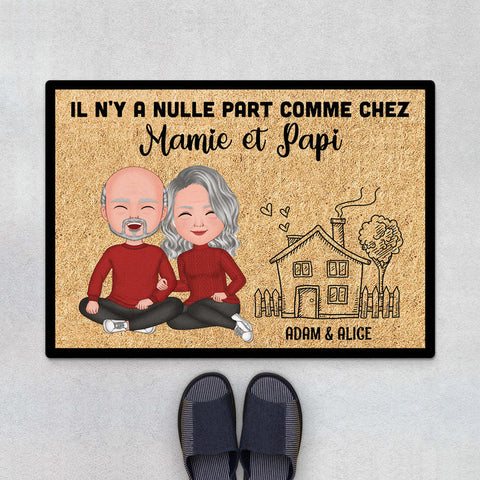 Idée cadeau pour un tonton Paillasson Chez Mamie et Papi Personnalisé