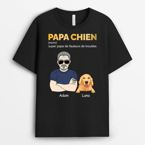 Idée cadeau pour oncle T-Shirt Super Papa De Fauteurs De Troubles Version Chien Personnalisé