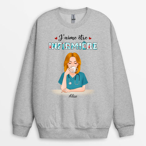 Idée cadeau remerciement Sweatshirt J'aime Être Infirmière Personnalisé