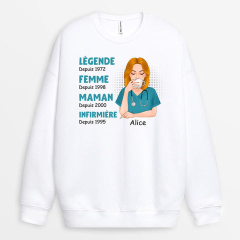 Idée cadeau remerciement Sweatshirt Épouse Maman Mamie Infirmière Géniale Personnalisé