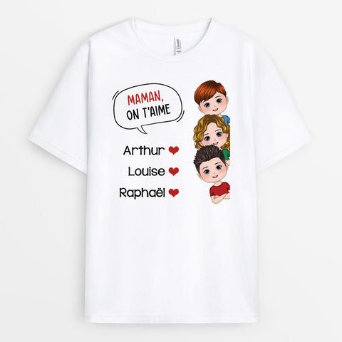 Idée cadeau remerciement T-Shirt On T'Aime Maman Mamie Message D'Amour Personnalisé