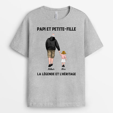 Idée cadeau remerciement T-Shirt Papi Papa Petits-Enfants La Légende L'héritage Personnalisé