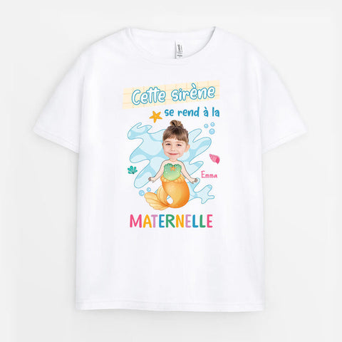 idée cadeau rentrée scolaire T Shirt Cette Sirène / Ce Triton Se Rend À La Maternelle Personnalisé