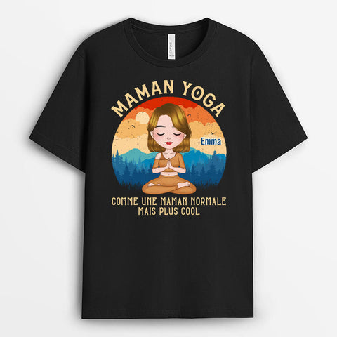 idée tee shirt fete des meres : T-Shirt Maman Yoga Personnalisé de Cadeau Plus