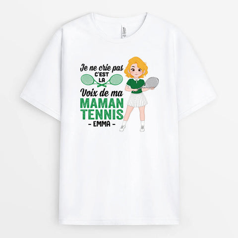 idée tee shirt personnalisé maman - T-Shirt Je Ne Crie Pas C’est La Voix De Ma Maman Tennis Personnalisé[product]