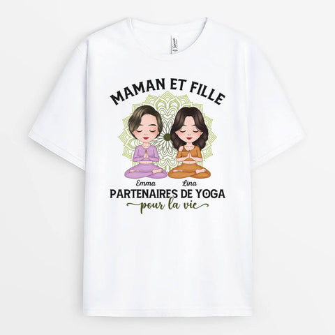 idée t shirt personnalisé fete des meres T-Shirt Maman Et Fille Partenaires De Yoga Personnalisé