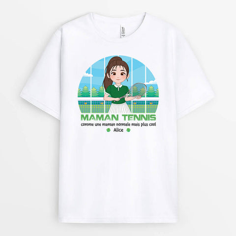 Offrir une idée t shirt fete des meres comme T-Shirt Maman Tennis Personnalisé
