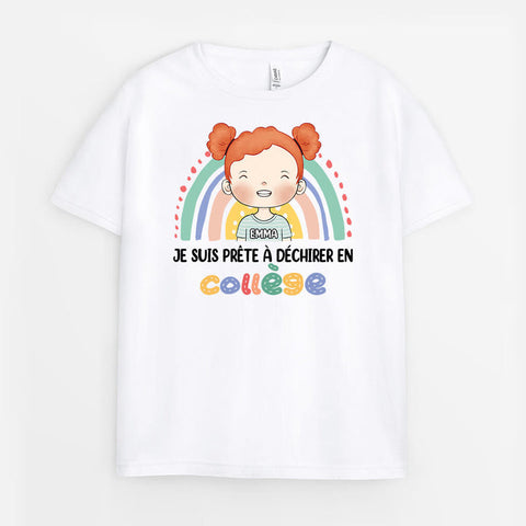 idées cadeaux rentrée scolaire T Shirt Je Suis Prêt(e) À Déchirer En Maternelle Avec Arc-en-ciel Personnalisé