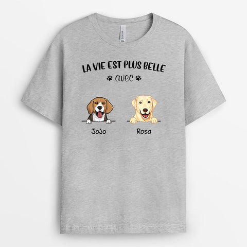 poème chien mort T-shirt La vie est plus belle Personnalisé