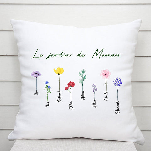Idée cadeau pour maman Coussin Le Jardin de Mamie Maman Personnalisé[product]