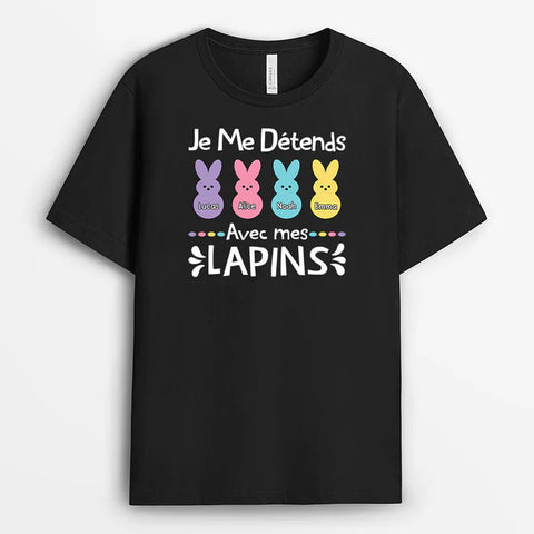 T-shirt Je Me Détends Avec Mes Lapins Personnalisé