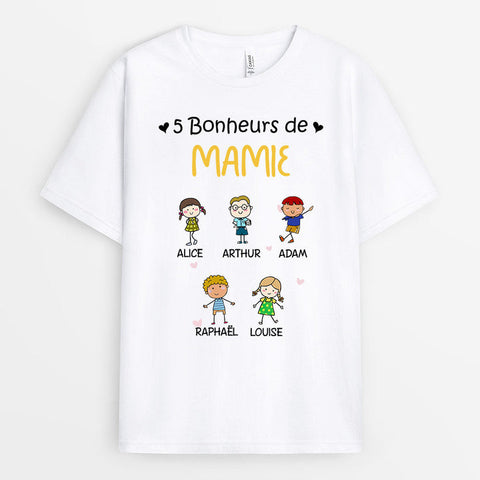 Message fête des mères avec T-Shirt Bonheurs De Mamie Maman Personnalisé
