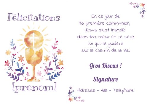 félicitations texte de première communion catholique