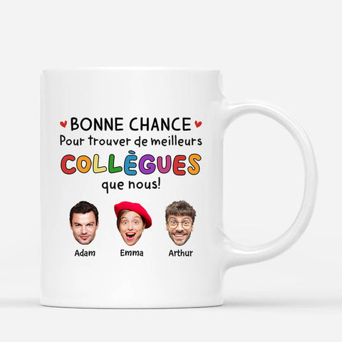 Mug Bonne Chance Pour Trouver De Meilleurs Collègues Que Moi Avec Visages Personnalisé cadeau pour collègue secret santa