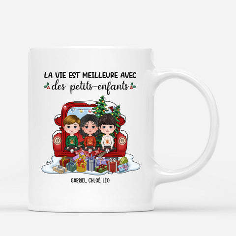 idée cadeau papy 70 ans Mug La Vie Est Meilleure Petits-Enfants Noël Personnalisé