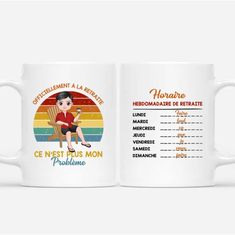 Idee cadeau homme retraite Mug Officiellement à la retraite Personnalisé