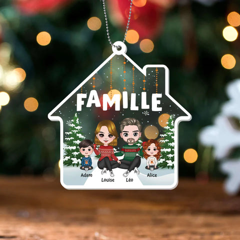 Ornement Famille Maison Noël Personnalisé