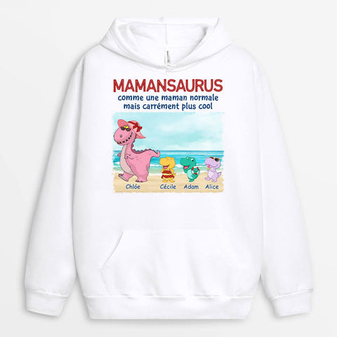 Sweat à Capuche Mamansaurus Mamiesaurus La Plage Personnalisé