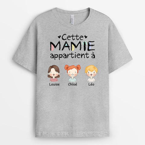 T-shirt Cette Maman Mamie Appartient à Prénoms D'enfants Personnalisé