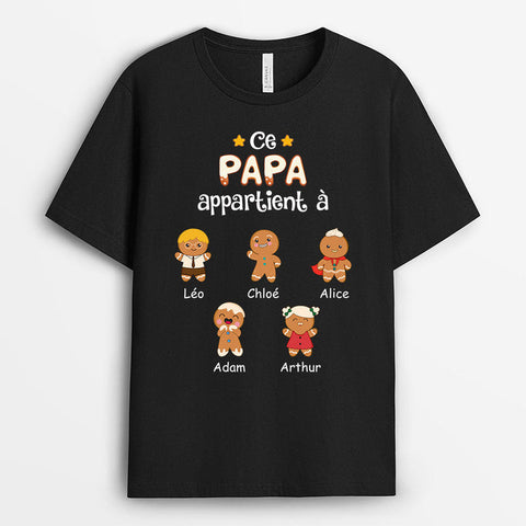 idée cadeaux parents pour noel T-shirt Ce Papi Appartient À Biscuits Personnalisé