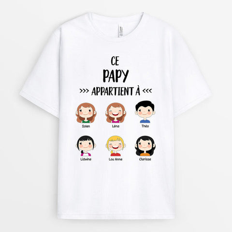 T-shirt fête des pères pour papa T-shirt Ce Papi Appartient À Visage D'enfants Personnalisé