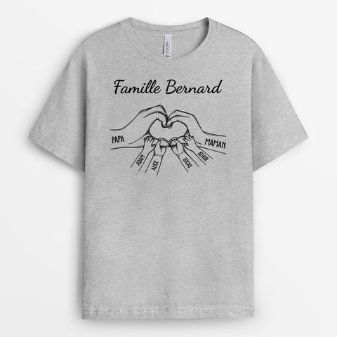 idée cadeau Noël petit budget homme T-shirt Famille Mains en Cœur Personnalisé