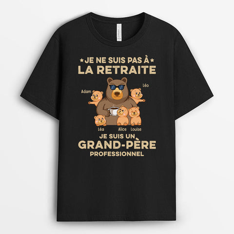 Idée cadeau pour retraité homme de famille T-shirt Je Suis Un Grand-Père Professionnel Papy Ours Personnalisé