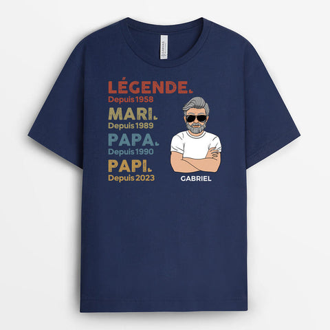 idée tee shirt fete des peres idéal de T-shirt Légende Papi Papa Personnalisé