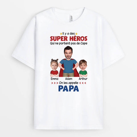 photo cadeau anniversaire T-shirt Super Papa Héros Personnalisé