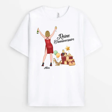T-shirt Reine D'anniversaire Personnalisé