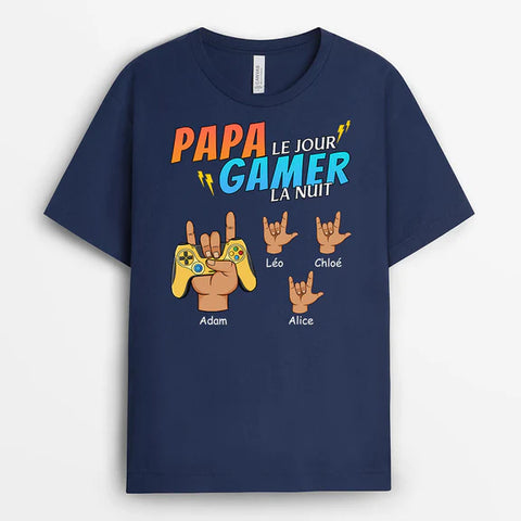 T-shirt Papa Le Jour Gamer La Nuit Personnalisé