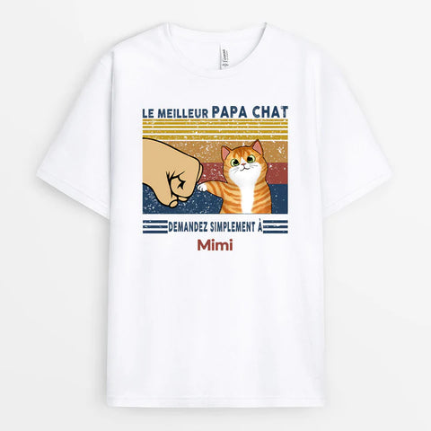 T-shirt Le Meilleur Papa Chat Demandez Poing Personnalisé