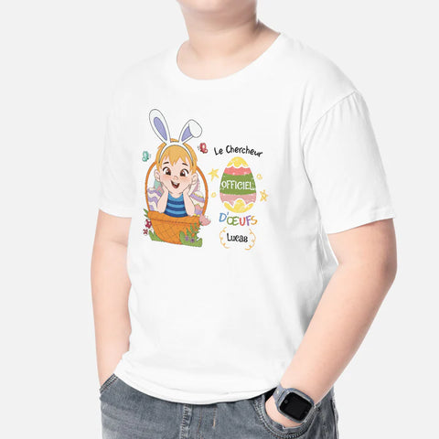 T-shirt Pour Enfant Le Chercheur Officiel D'œufs Personnalisé