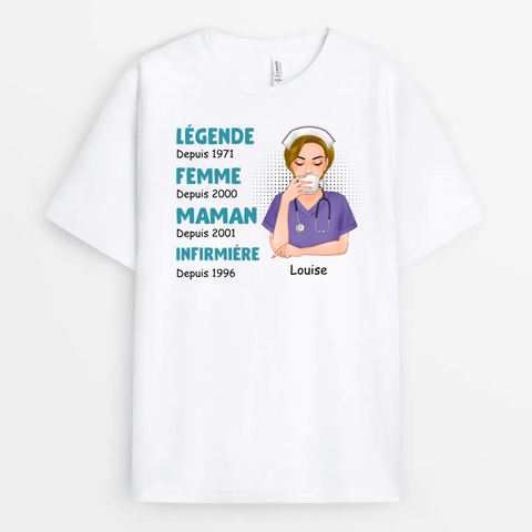 T-shirt Infirmière Légende Personnalisé