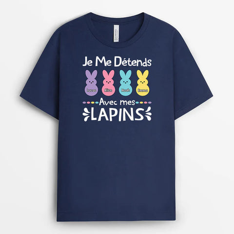 T-shirt Je Me Détends Avec Mes Lapins Personnalisé