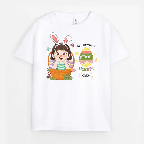 T-shirt Pour Enfant Le Chercheur Officiel D'Œufs Personnalisé